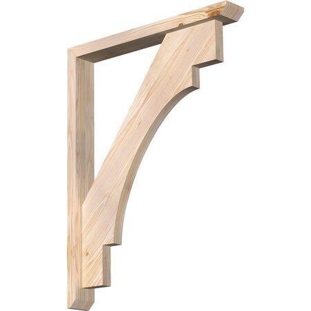 Ekena Millwork Merced Slat Smooth Bracket w/ Offset Brace, Douglas Fir, 3 1/2"W x 26"D x 34"H BKT0402X26X34MRC06SDF